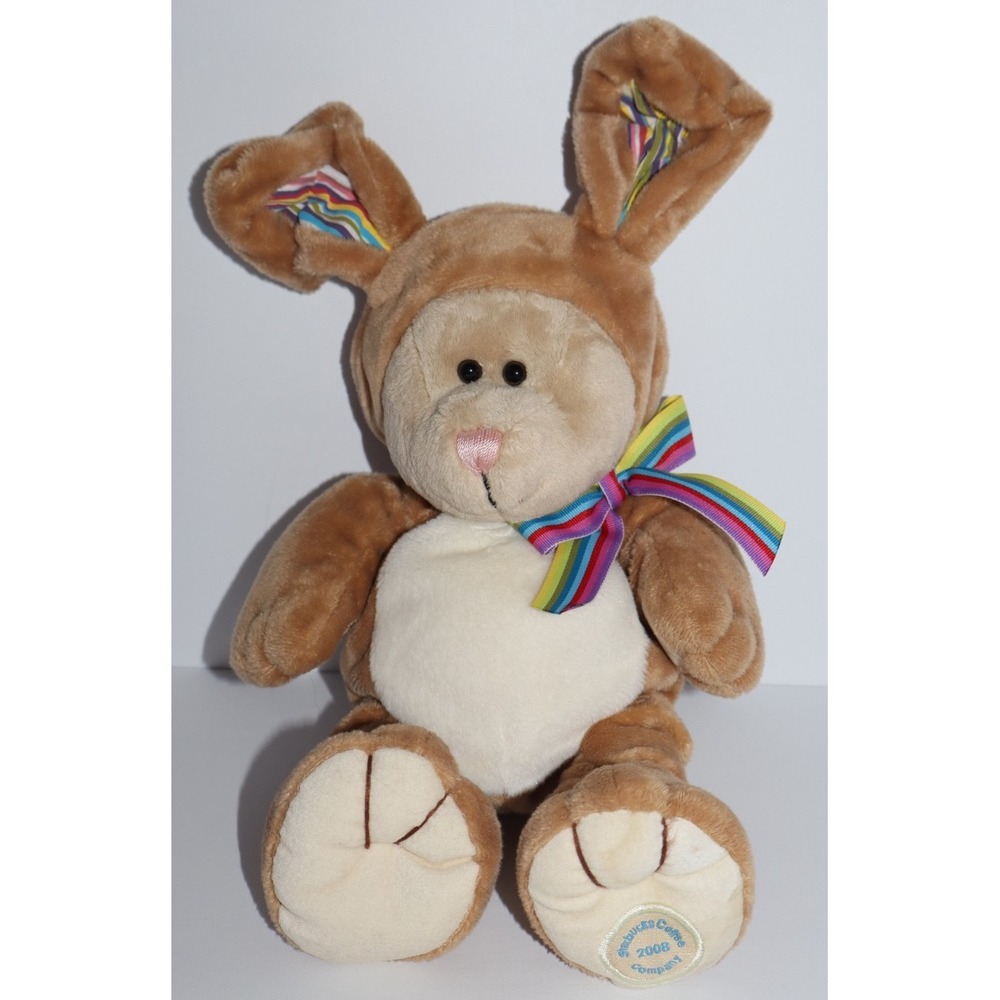 STARBUCKS LE 2008 Easter Bunny Teddy Bear Bearista Brown & Rainbow Stuffed Plush